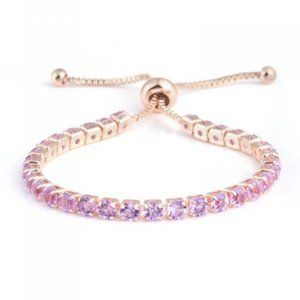 Rose Gold w/ Lilac Rhinestones Adjustable Bracelet